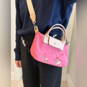 Pink Handbag crossbag with Embroidered Design